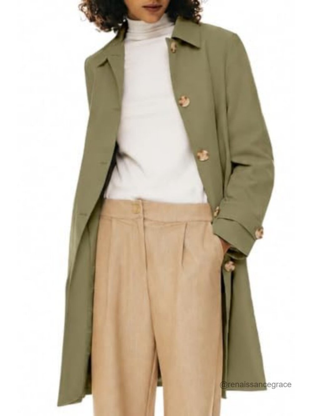 Orolay Single Breasted Trench Coat Mid-Long Classic Lapel Polyester